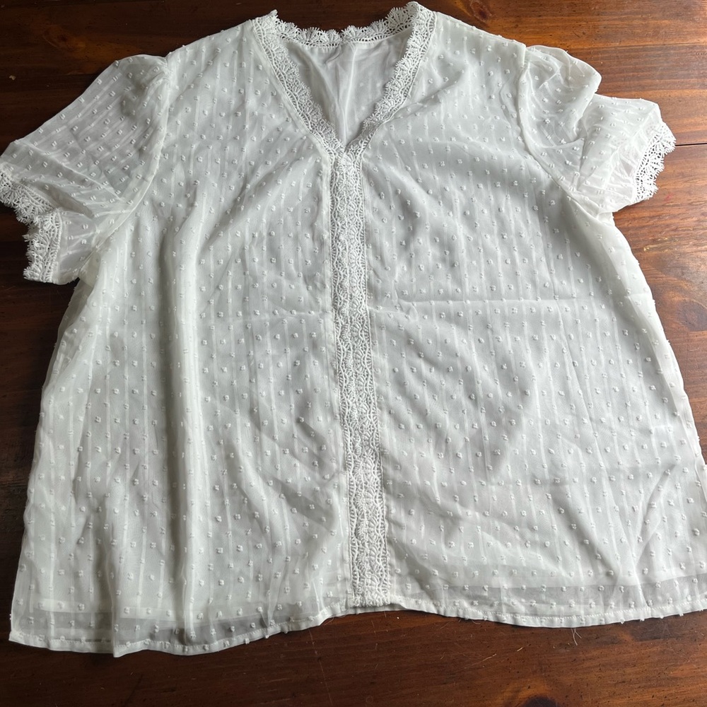 Elegant White Lace Trim Blouse